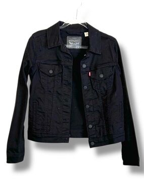 Levis Trucker Jacket Womens Black Dark Denim Size Small